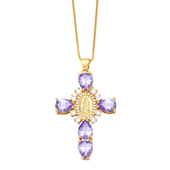 Retro Virgin Mary Cross Pendant Necklace With Copper Box Chain And Dripping Oil Finish Minimalist Unisex Fashion Jewelry Accessory