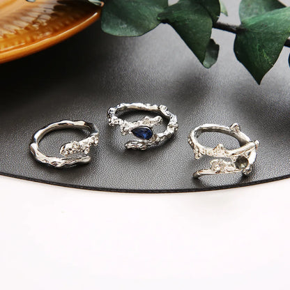 Retro Water Droplets Alloy Inlay Rhinestones Open Ring