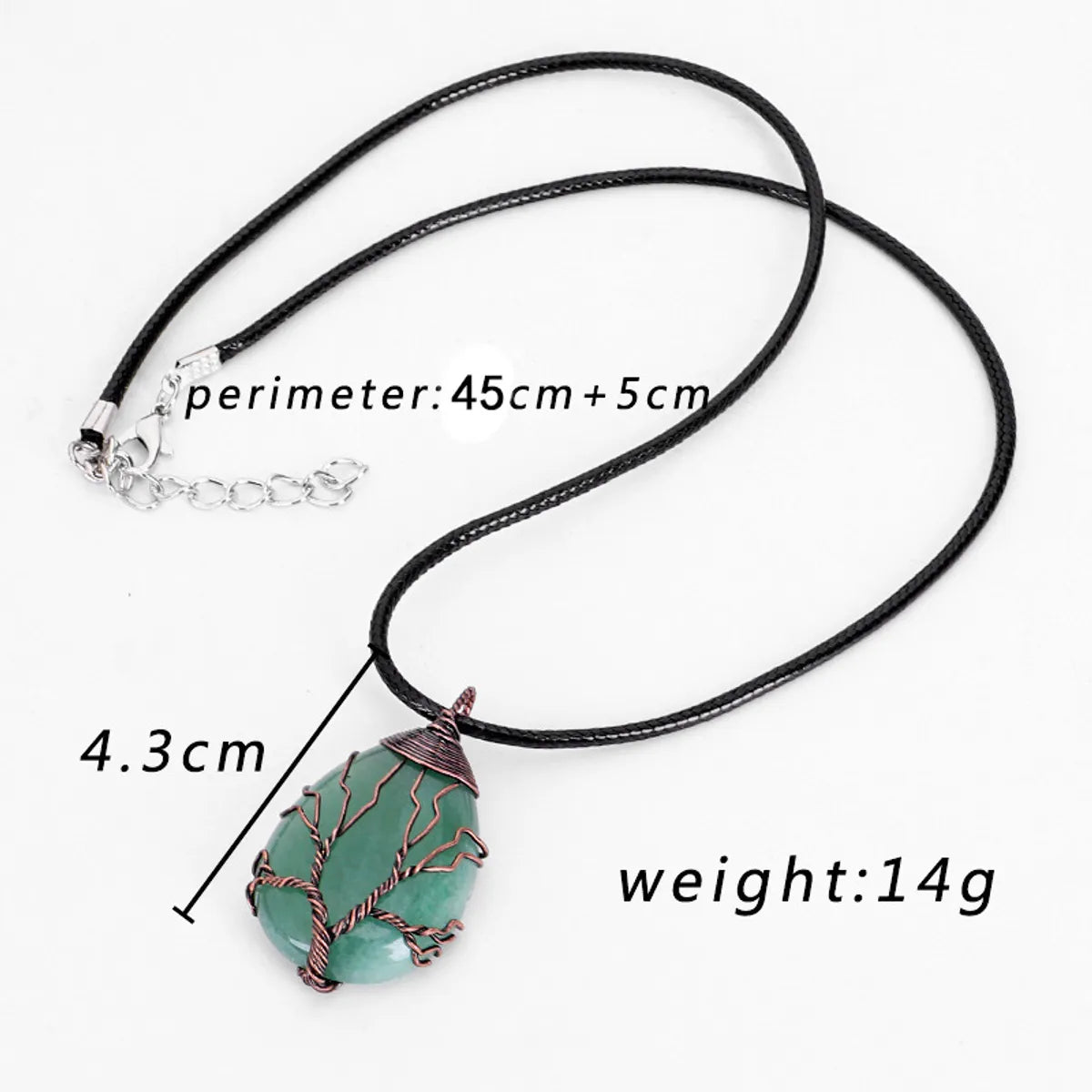 Retro Water Droplets Alloy Natural Stone Leather Rope Pendant Necklace In Bulk