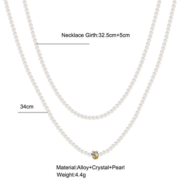 Retro Water Droplets Artificial Pearl Pearl Rhinestone Layered Necklaces