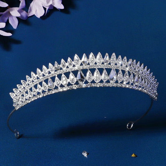 Retro Water Droplets Rhinestone Inlay Zircon Crown