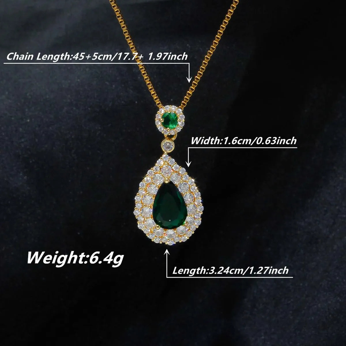 Retro Water Droplets Stainless Steel Plating Inlay Artificial Gemstones Zircon 18k Gold Plated Pendant Necklace