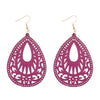 Retro Water Droplets Wood Hollow Out Women'S Drop Earrings 1 Pair