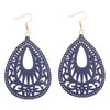 Retro Water Droplets Wood Hollow Out Women'S Drop Earrings 1 Pair