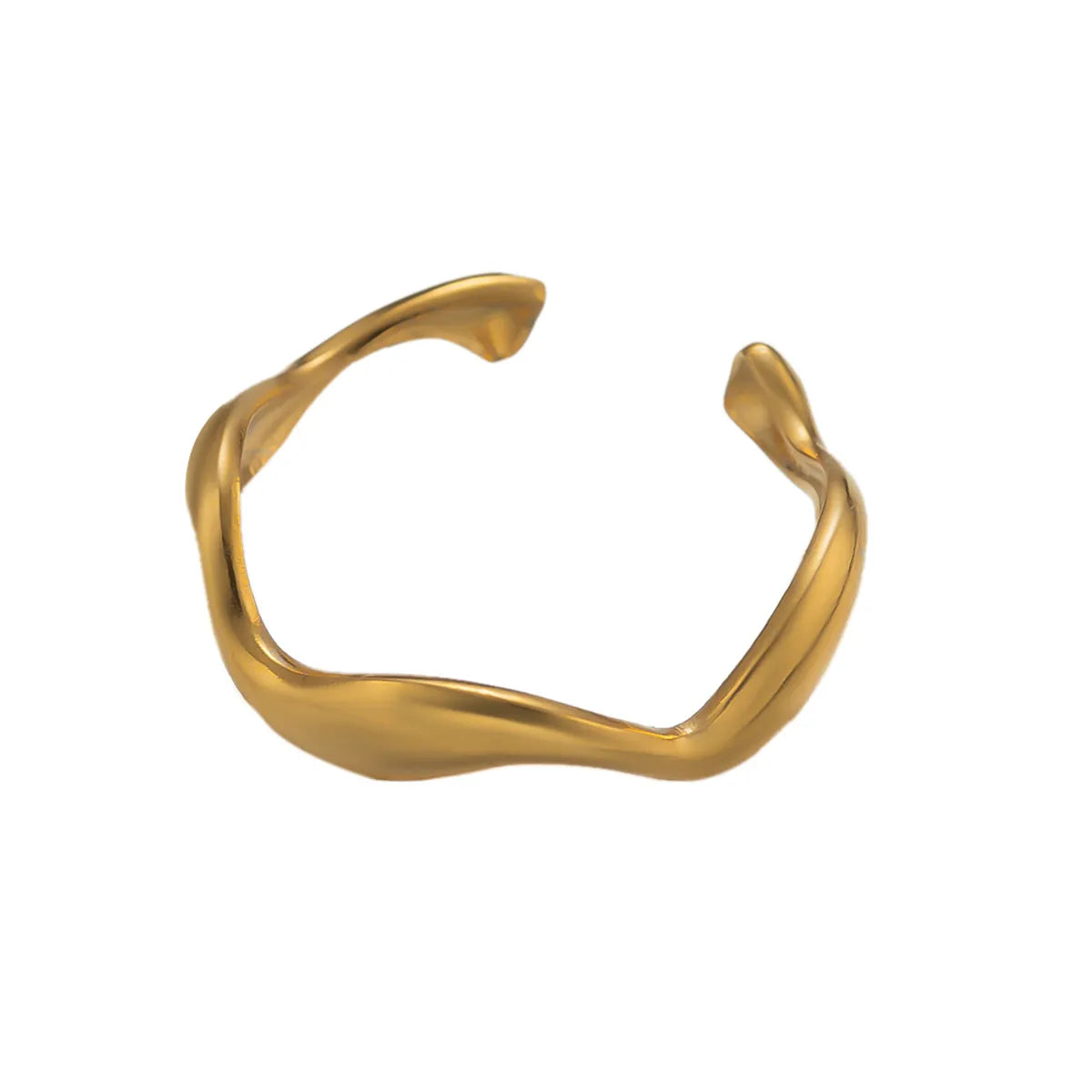 Retro Waves Titanium Steel Plating 18k Gold Plated Wave Ring