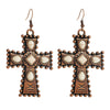 Retro Western Style Alloy Turquoise Geometric Cross Water Drops Earrings For Women