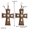 Retro Western Style Alloy Turquoise Geometric Cross Water Drops Earrings For Women