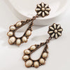 Retro Western Style Alloy Turquoise Geometric Cross Water Drops Earrings For Women