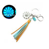 Retro Western Style Luminous Metal Pendant Keychain With Turquoise And Sunflower Pattern