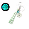 Retro Western Style Luminous Metal Pendant Keychain With Turquoise And Sunflower Pattern