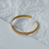 Retro Wheat Ear Texture Adjustable Bracelet Ring Set For Women Titanium Steel Electroplated With Gold