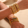 Retro Wide Edge Irregular Titanium Steel Bracelet Inlaid With Zircon Furnace Vacuum Plated 18K Real Gold For Women Ins Style