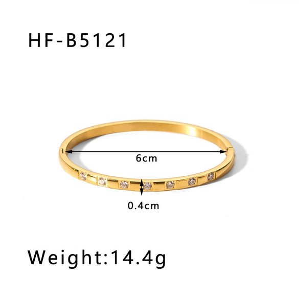 Retro Wide Edge Irregular Titanium Steel Bracelet Inlaid With Zircon Furnace Vacuum Plated 18K Real Gold For Women Ins Style