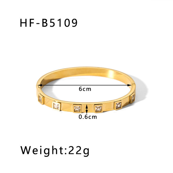Retro Wide Edge Irregular Titanium Steel Bracelet Inlaid With Zircon Furnace Vacuum Plated 18K Real Gold For Women Ins Style
