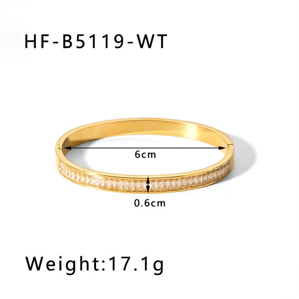 Retro Wide Edge Irregular Titanium Steel Bracelet Inlaid With Zircon Furnace Vacuum Plated 18K Real Gold For Women Ins Style