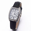 Retro Wine Barrel Rhinestone Quartz Watch With Bamboo Pattern Alloy Belt For Women
