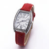 Retro Wine Barrel Rhinestone Quartz Watch With Bamboo Pattern Alloy Belt For Women