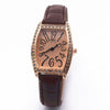 Retro Wine Barrel Rhinestone Quartz Watch With Bamboo Pattern Alloy Belt For Women