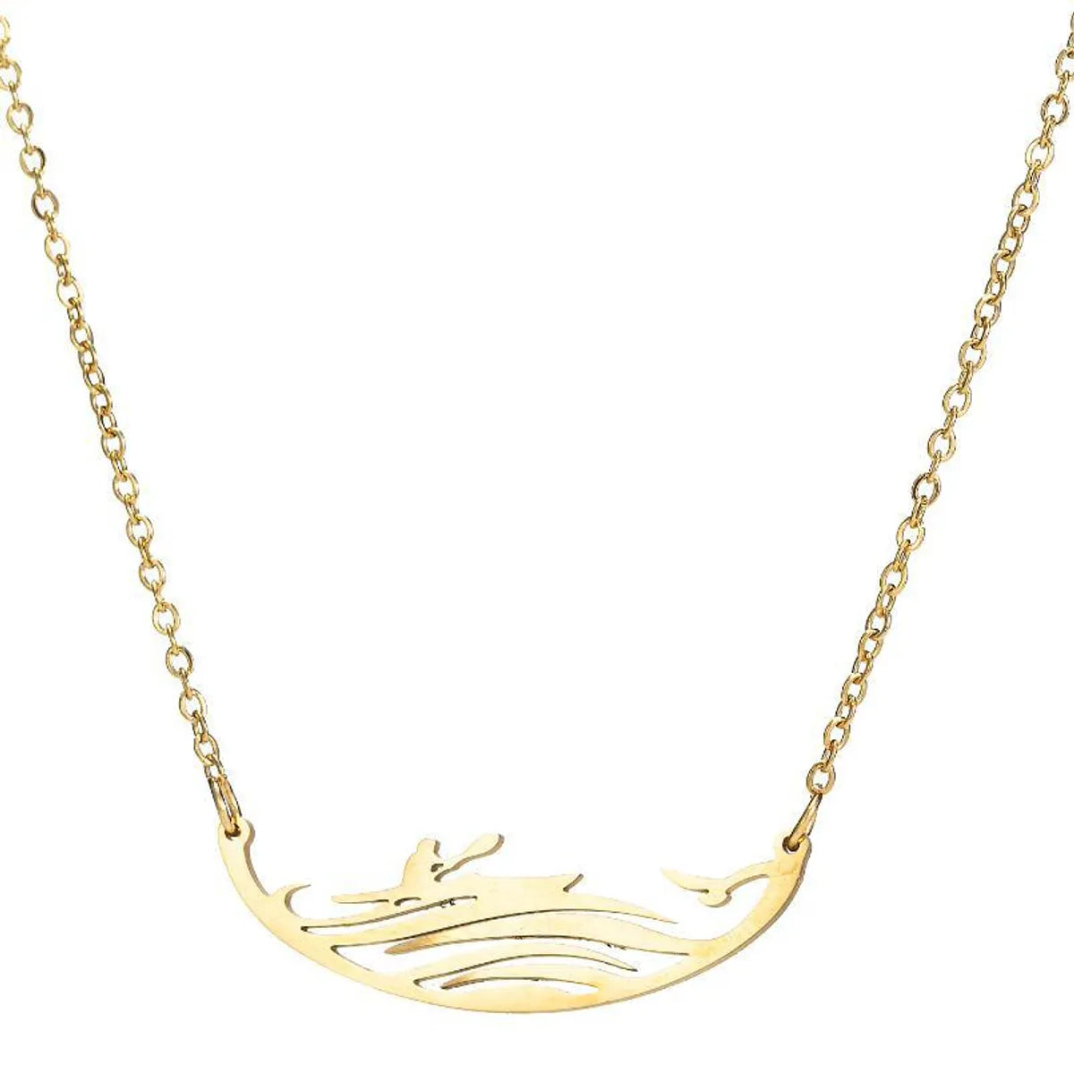 Retro Wolf Cat Bird 201 Stainless Steel Plating Hollow Out 18K Gold Plated Women'S Pendant Necklace