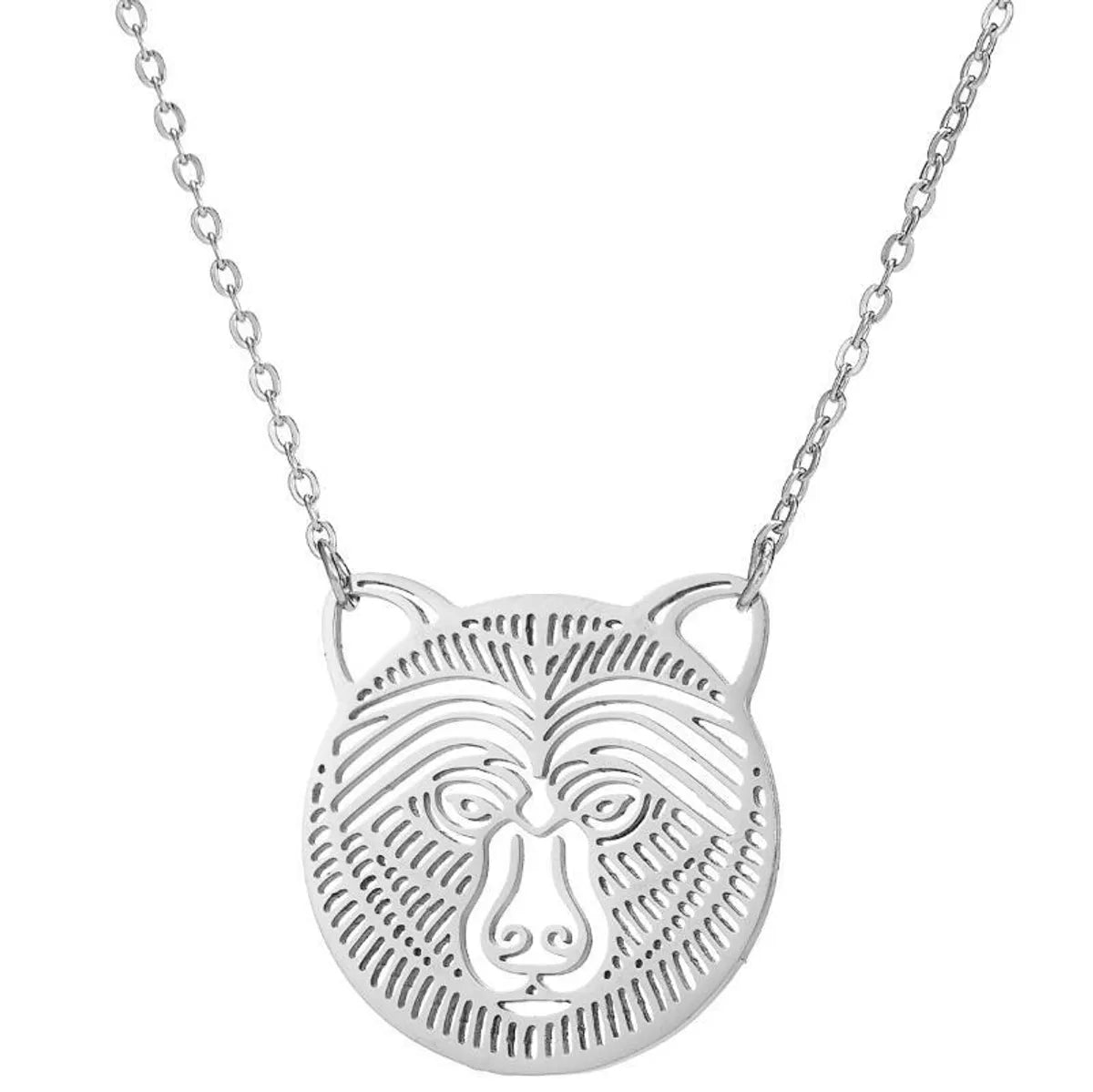 Retro Wolf Cat Bird 201 Stainless Steel Plating Hollow Out 18K Gold Plated Women'S Pendant Necklace