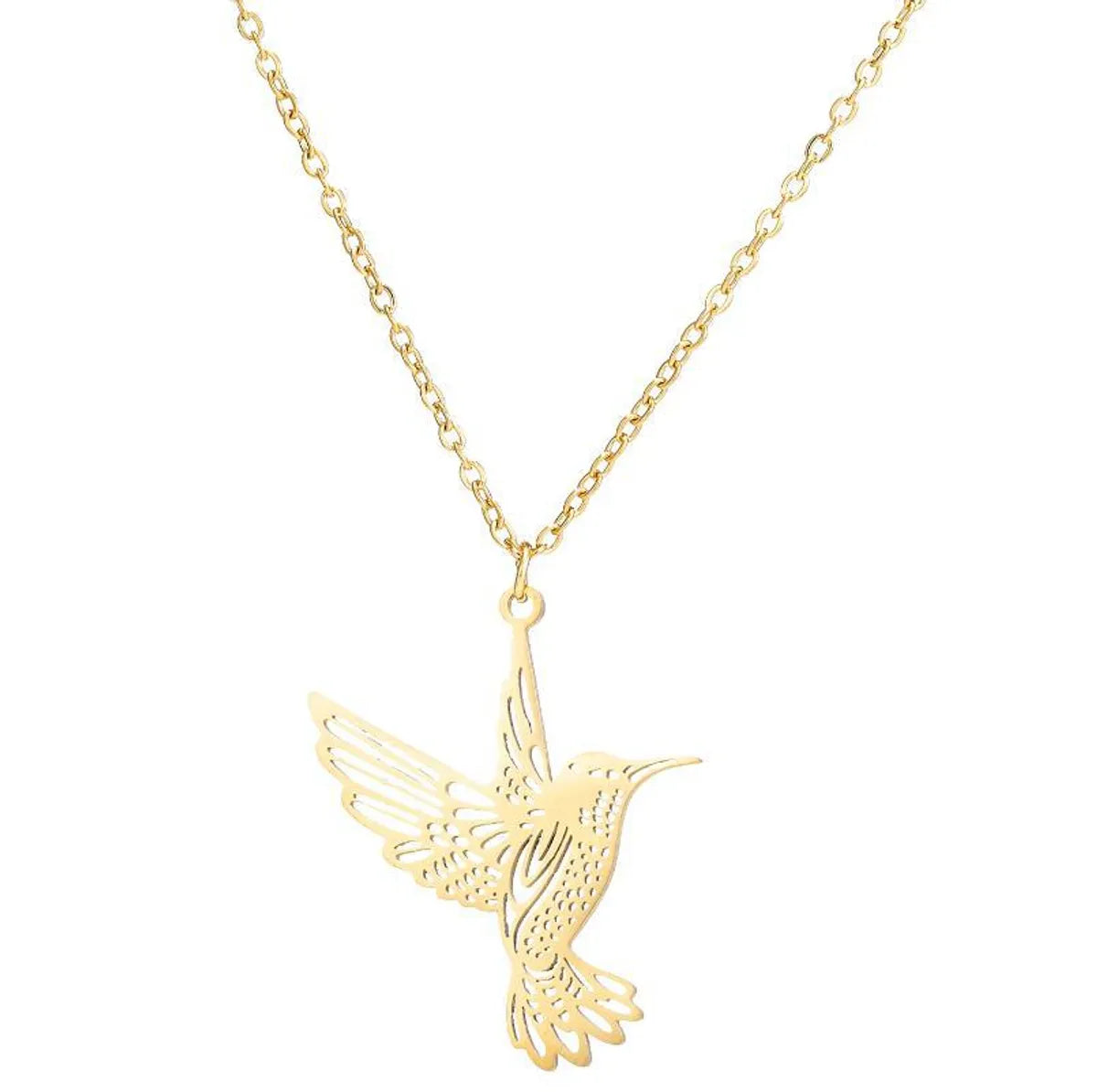 Retro Wolf Cat Bird 201 Stainless Steel Plating Hollow Out 18K Gold Plated Women'S Pendant Necklace