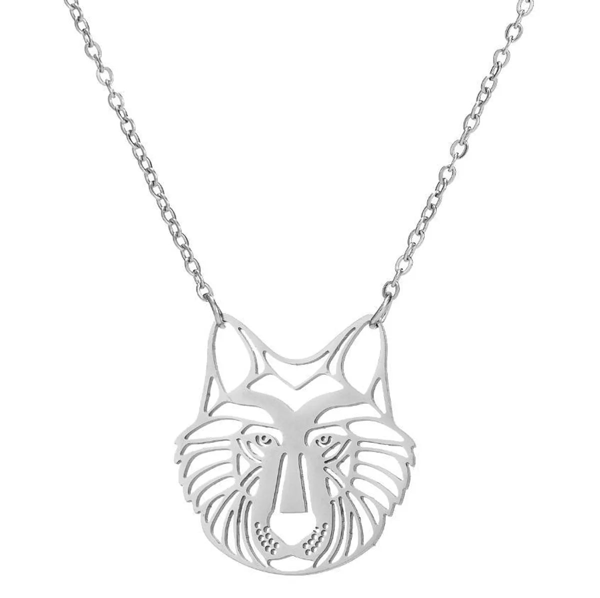 Retro Wolf Cat Bird 201 Stainless Steel Plating Hollow Out 18K Gold Plated Women'S Pendant Necklace