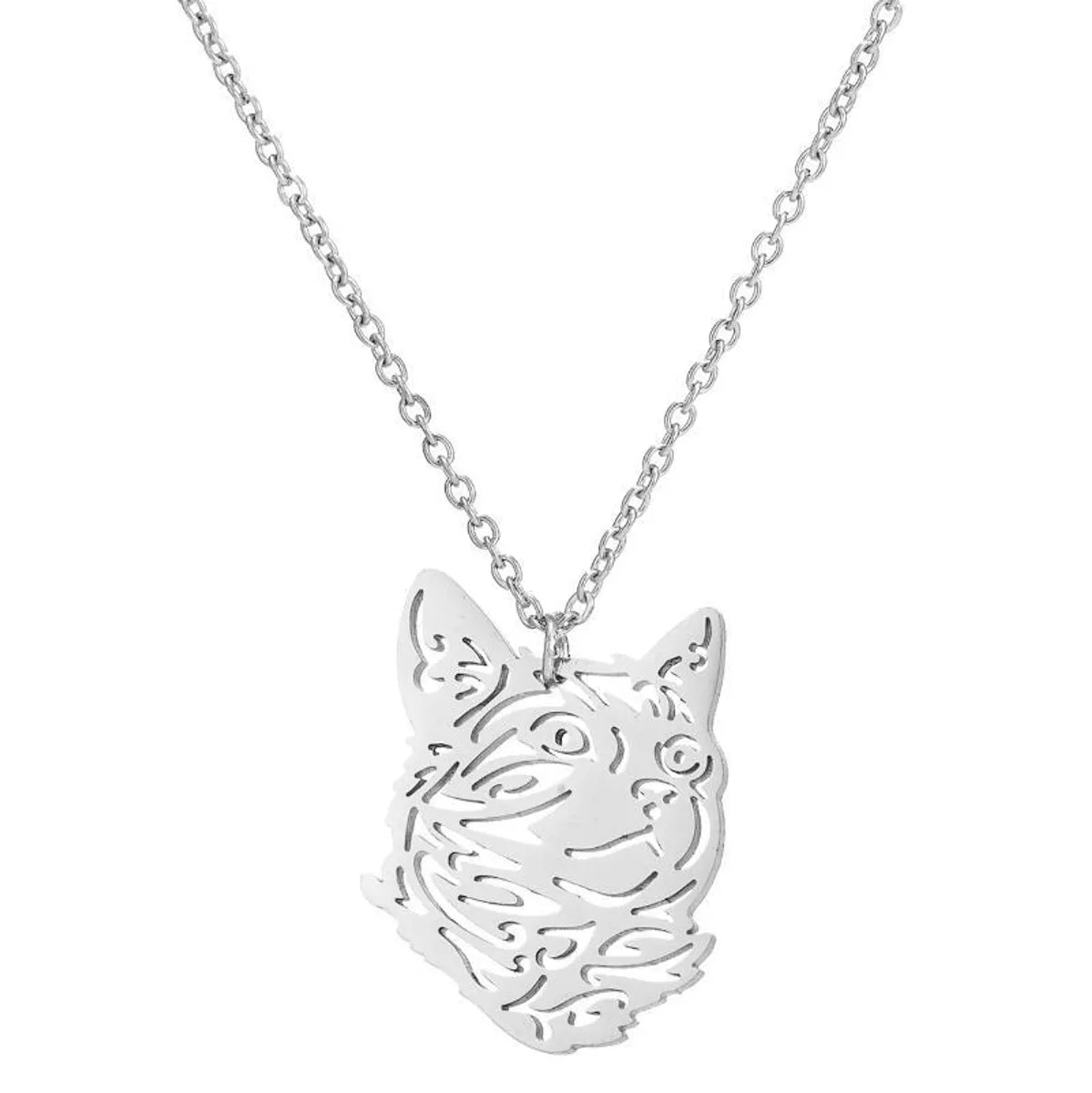 Retro Wolf Cat Bird 201 Stainless Steel Plating Hollow Out 18K Gold Plated Women'S Pendant Necklace