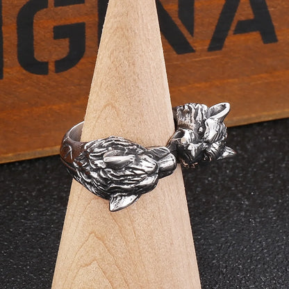 Retro Wolf Stainless Steel Plating Rings 1 Piece