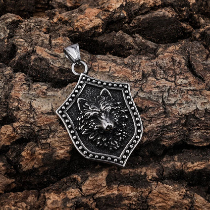 Retro Wolf Stainless Steel Polishing Men'S Pendant Necklace