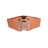 Retro Women's Wide Waist Elastic Belt In Imitation Leather With Hollow Rivet Decorations