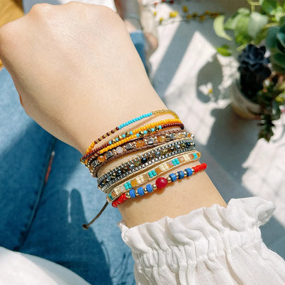 Retro Woven Leather Rope Beaded Bracelet