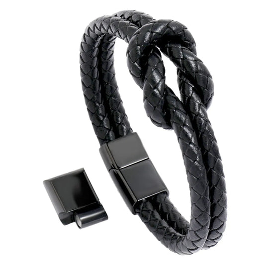 Retro Woven Leather  Stainless Steel  Magnet Buckle Men'S Bracelet