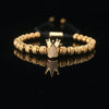 Retro Zircon Crown Beaded Handmade Woven Adjustable Bracelet For Men And Women