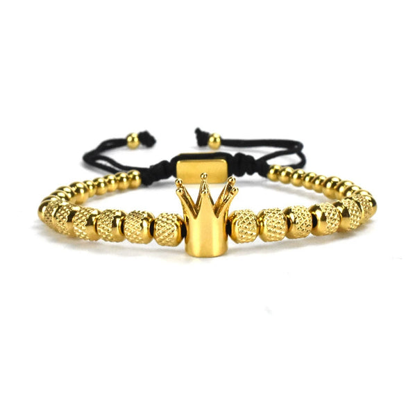 Retro Zircon Crown Beaded Handmade Woven Adjustable Bracelet For Men And Women