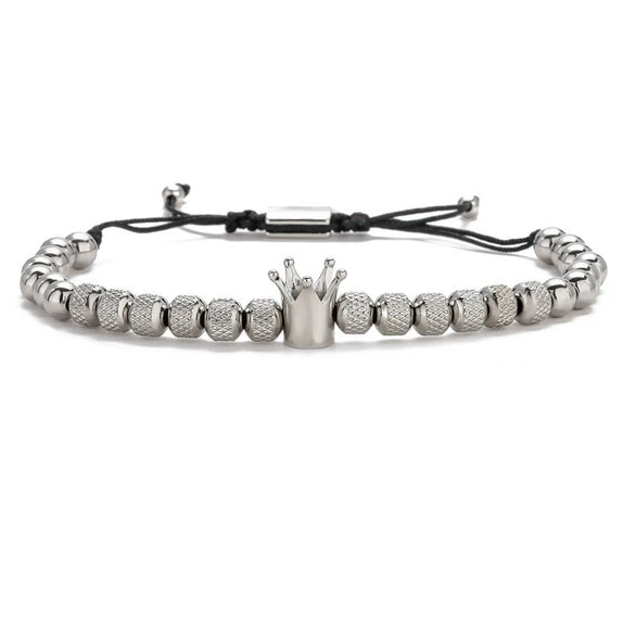 Retro Zircon Crown Beaded Handmade Woven Adjustable Bracelet For Men And Women