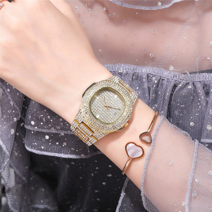 Rhinestone Alloy Ladies Quartz Watch Fashion Large Dial With Diamonds Starry Calendar Ladies Fashion Watch Nihaojewelry Wholesale