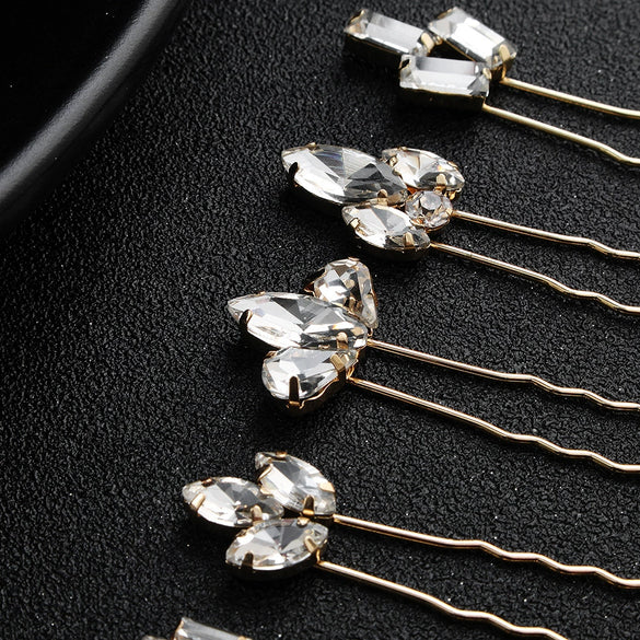 Rhinestone Chain Hair Pins Set Fashion Inlay Hair Accessories For Women Daily Wear