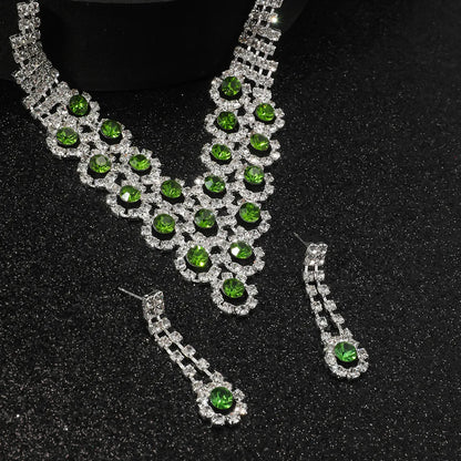 Rhinestone Copper Silver Plated Elegant Glam Gem Inlay Zircon Jewelry Set