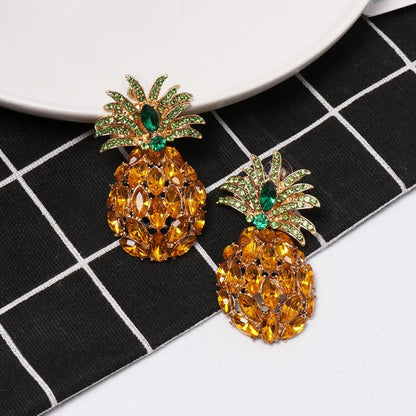 Rhinestone Crystal Pineapple Earrings Individual Fruit Earrings