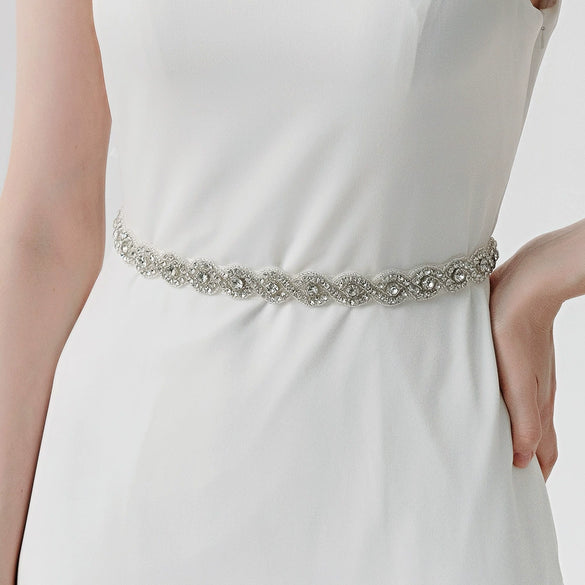 Rhinestone Floral Bridal Waist Belt Handstitched Wedding Dress Sash With Woven Detailing And Elegant Princess Style
