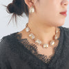 Rhinestone Inlaid Fashion Clavicle Chain Necklace And Earrings Set For Women