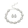 Rhinestone Inlaid Fashion Clavicle Chain Necklace And Earrings Set For Women