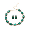 Rhinestone Inlaid Fashion Clavicle Chain Necklace And Earrings Set For Women