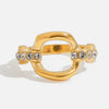 Rhinestone Ring Stainless Steel Geometric Style Electroplating Women's Highend Jewelry
