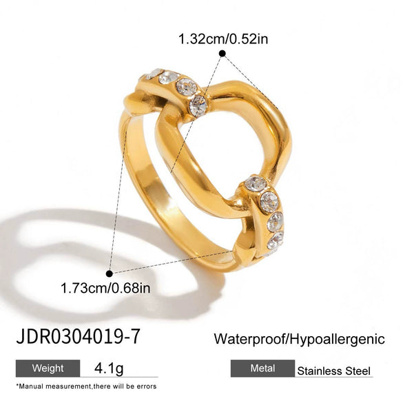Rhinestone Ring Stainless Steel Geometric Style Electroplating Women's Highend Jewelry