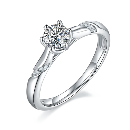 Rhodium Plated Elegant Wedding Shiny Diamond Geometric Lab-Grown Diamonds Rings