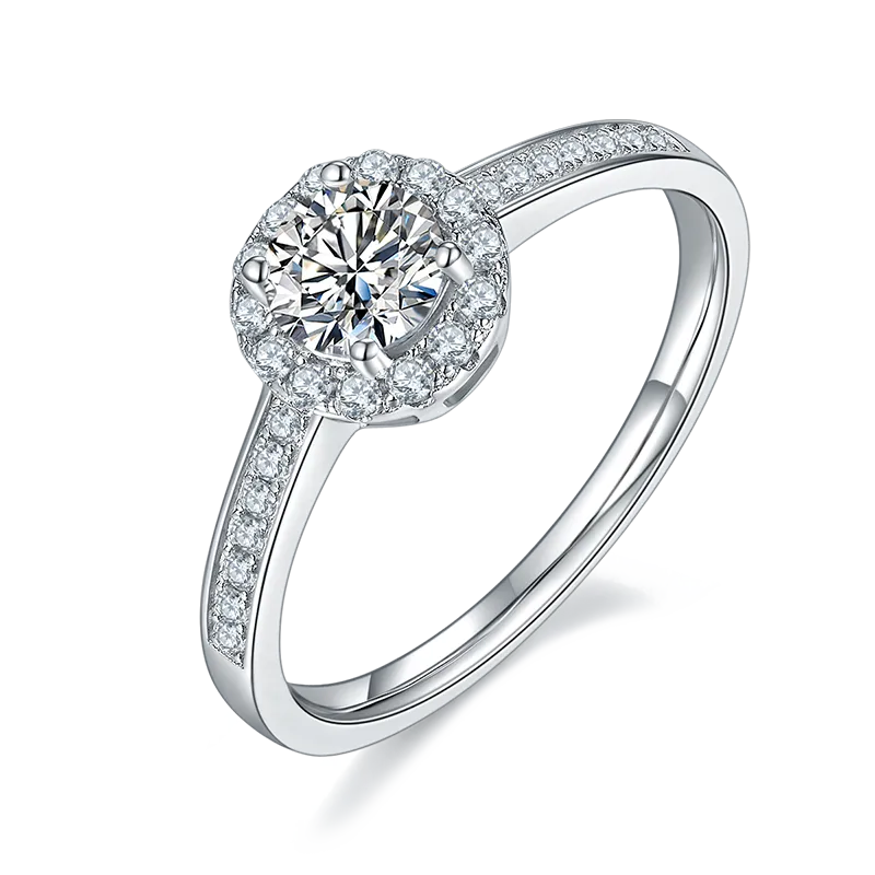 Rhodium Plated Elegant Wedding Shiny Diamond Geometric Lab-Grown Diamonds Rings