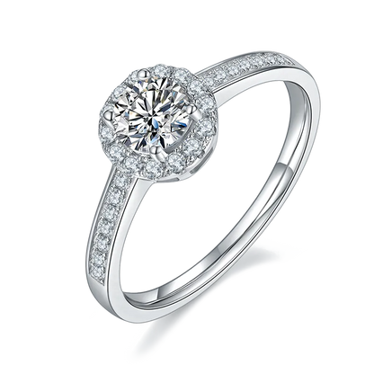 Rhodium Plated Elegant Wedding Shiny Diamond Geometric Lab-Grown Diamonds Rings