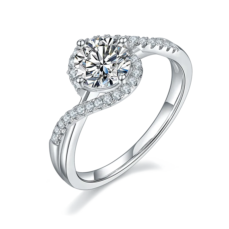 Rhodium Plated Elegant Wedding Shiny Plating Inlay Solid Color Lab-Grown Diamonds Rings