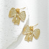 Ribbon Bow Drape Earrings Stainless Steel Gold Plated